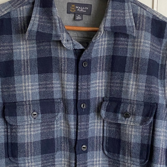 Wallin & Bros Flannel wool blend button up shirt shacket M - Picture 3 of 6